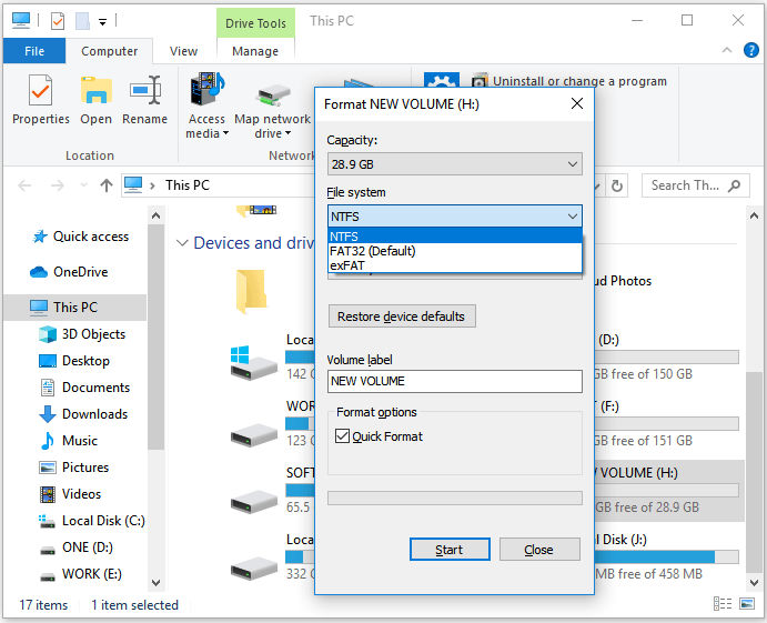 Come formattare NTFS con Esplora File