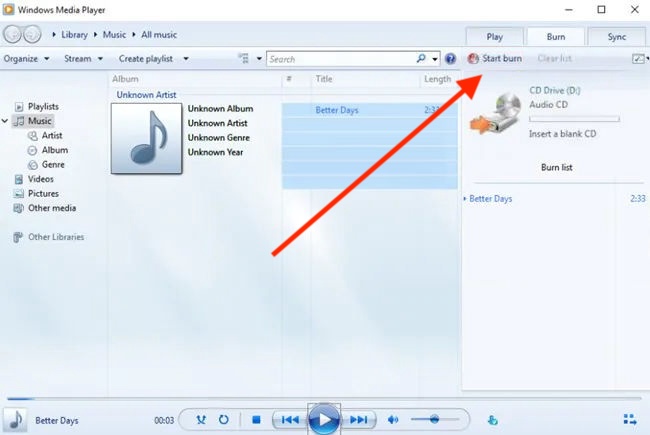 Come masterizzare un CD dati con Windows Media Player